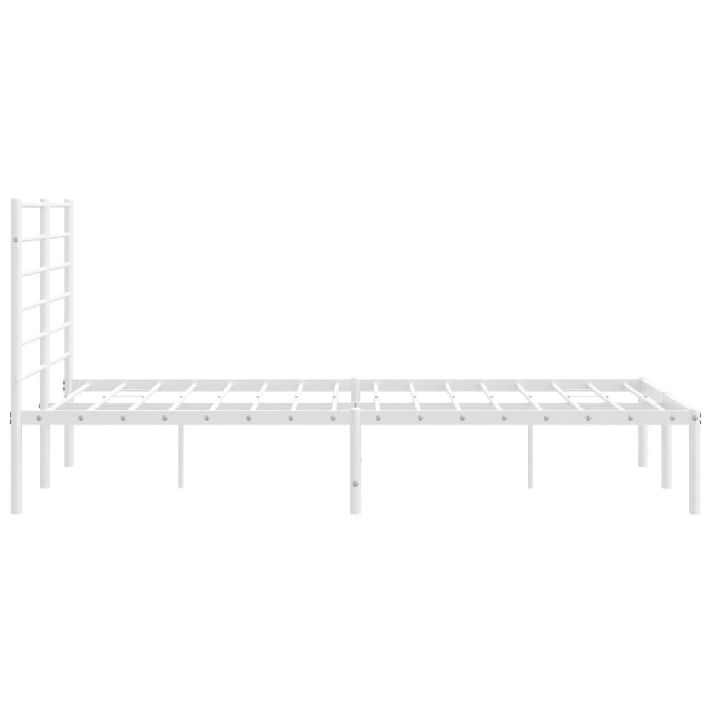 vidaXL Metal Bed Frame without Mattress with Headboard White 150x200 cm King Size