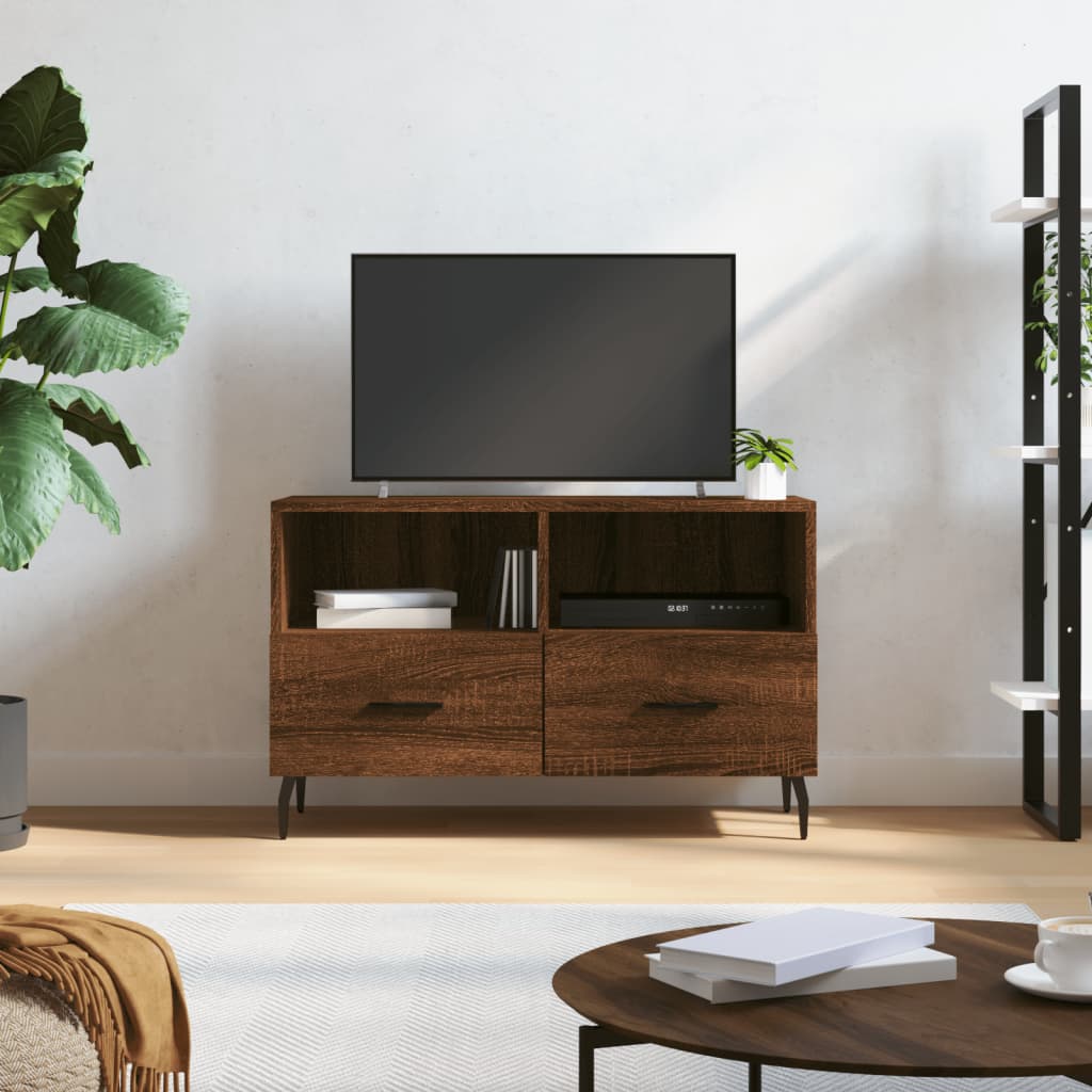 vidaXL TV Cabinet Brown Oak 80x36x50 cm Engineered Wood