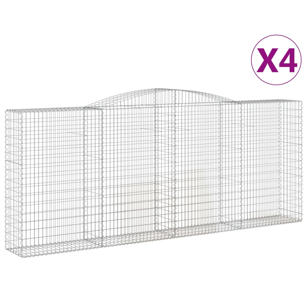 vidaXL Arched Gabion Baskets 4 pcs 400x50x160/180 cm Galvanised Iron