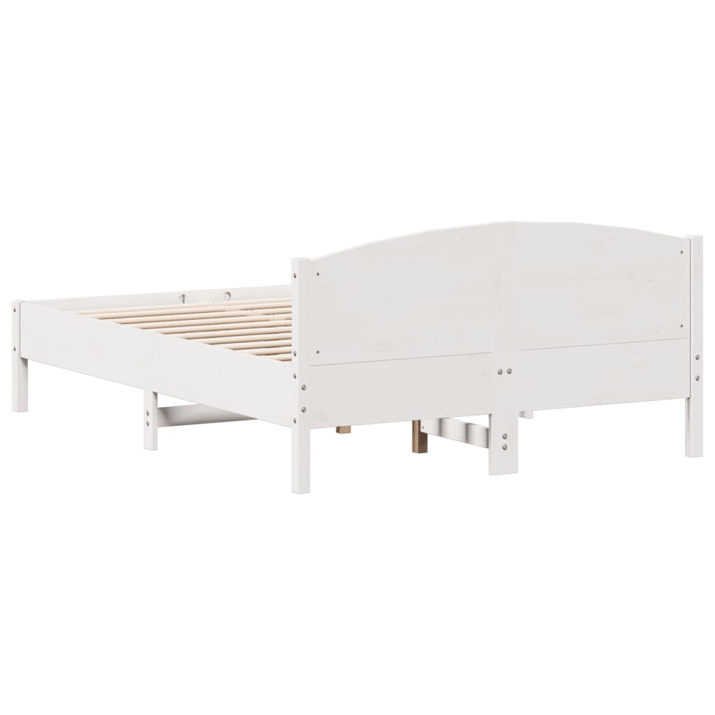 vidaXL Bed Frame without Mattress White 135x190 cm Double Solid Wood Pine