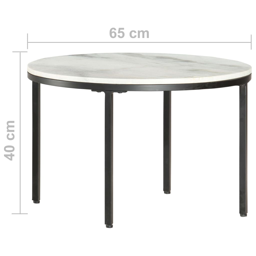 vidaXL Coffee Table White and Black Ø65 cm Real Solid Marble