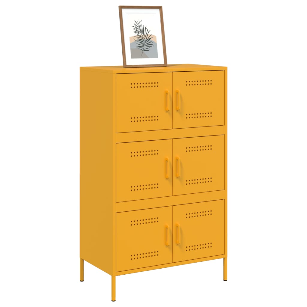 vidaXL Highboard Mustard Yellow 68x39x113 cm Steel