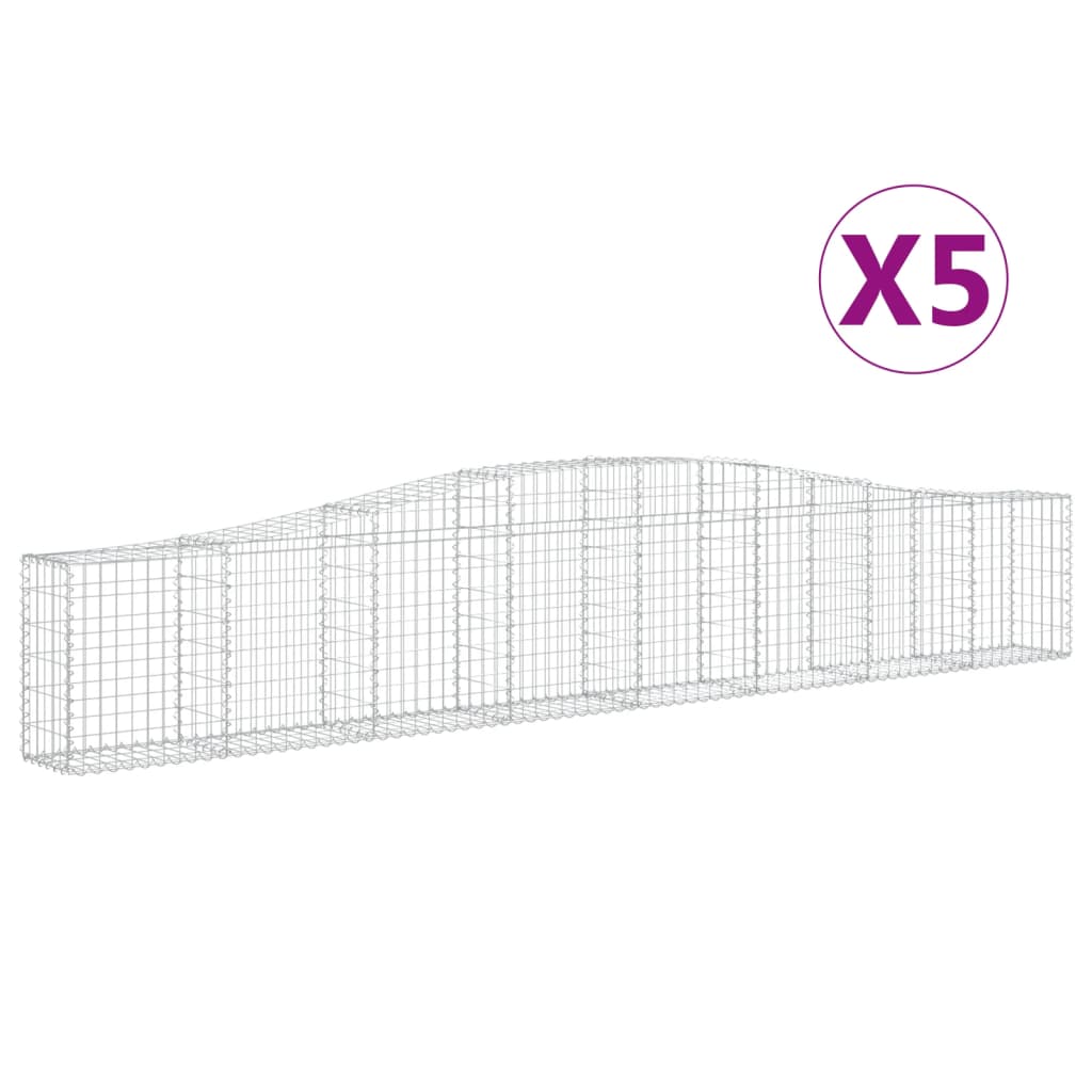 vidaXL Arched Gabion Baskets 5 pcs 400x30x60/80 cm Galvanised Iron