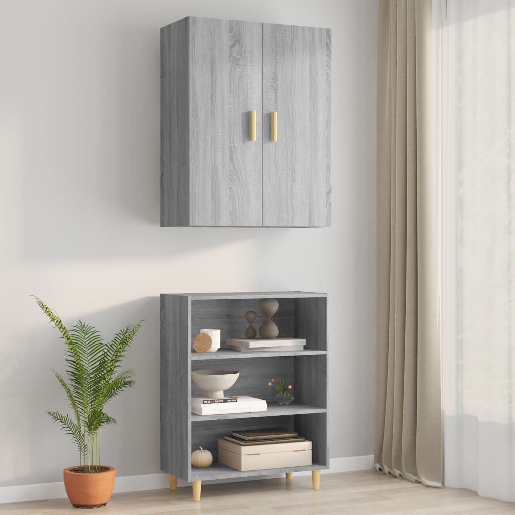 vidaXL Hanging Wall Cabinet Grey Sonoma 69.5x34x90 cm