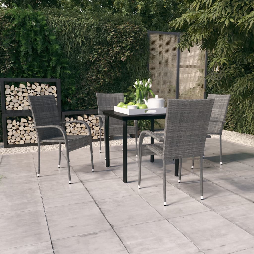 vidaXL 5 Piece Garden Dining Set Grey and Black