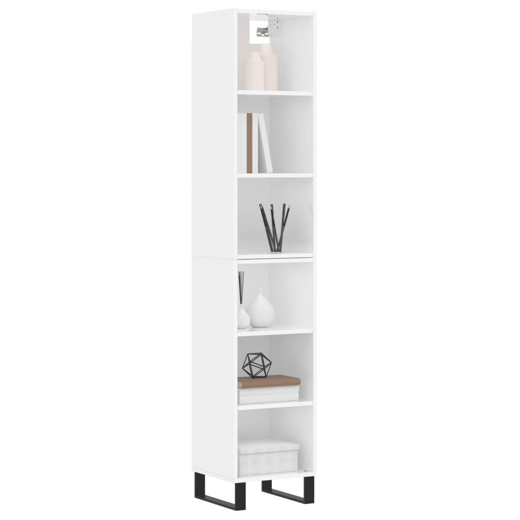 vidaXL Highboard High Gloss White 34.5x32.5x180 cm Engineered Wood