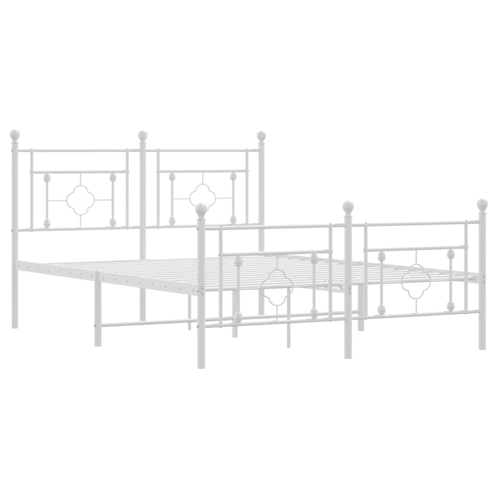 vidaXL Metal Bed Frame without Mattress with Footboard White 140x200 cm