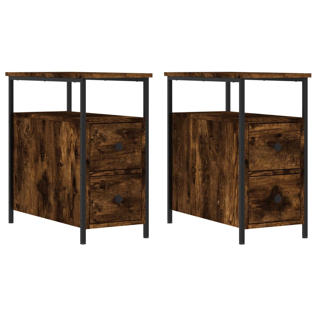 vidaXL Bedside Cabinets 2 pcs Smoked Oak 30x60x60 cm Engineered Wood