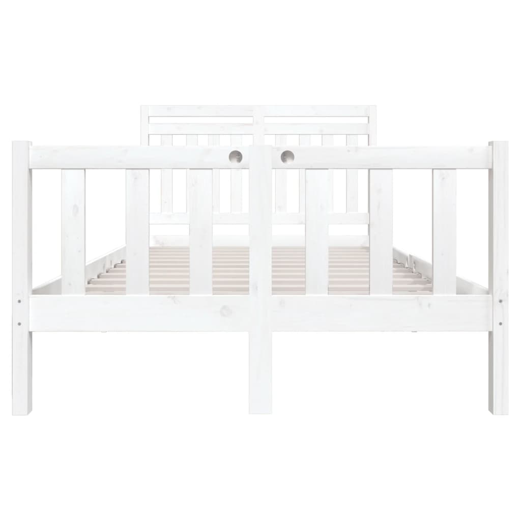 vidaXL Bed Frame without Mattress White Solid Wood 140x200 cm (810083+814095)