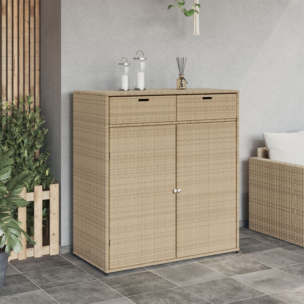 vidaXL Garden Storage Cabinet Beige 105x55x113 cm Poly Rattan