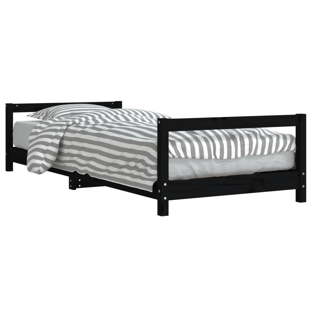 vidaXL Kids Bed Frame Black 90x200 cm Solid Wood Pine