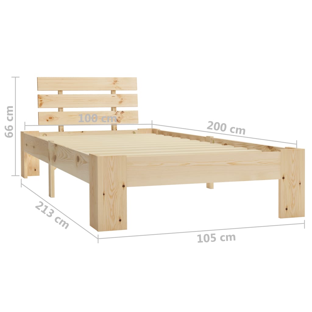 vidaXL Bed Frame without Mattress Solid Pine Wood 100x200 cm