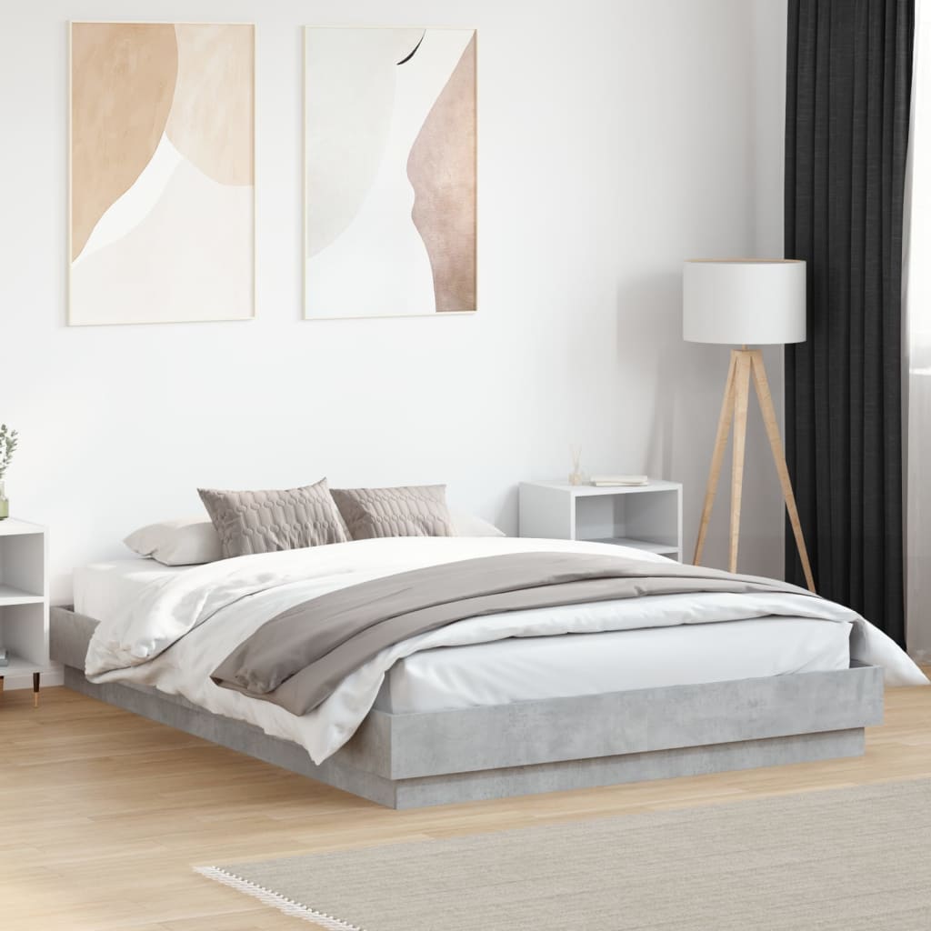 vidaXL Bed Frame Concrete Grey 160x200 cm Engineered Wood