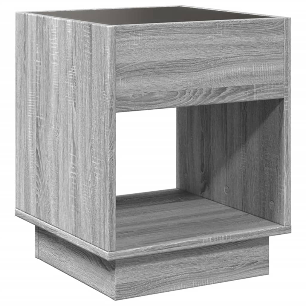 vidaXL Bedside Table with Infinity LED Grey Sonoma 40x40x50 cm