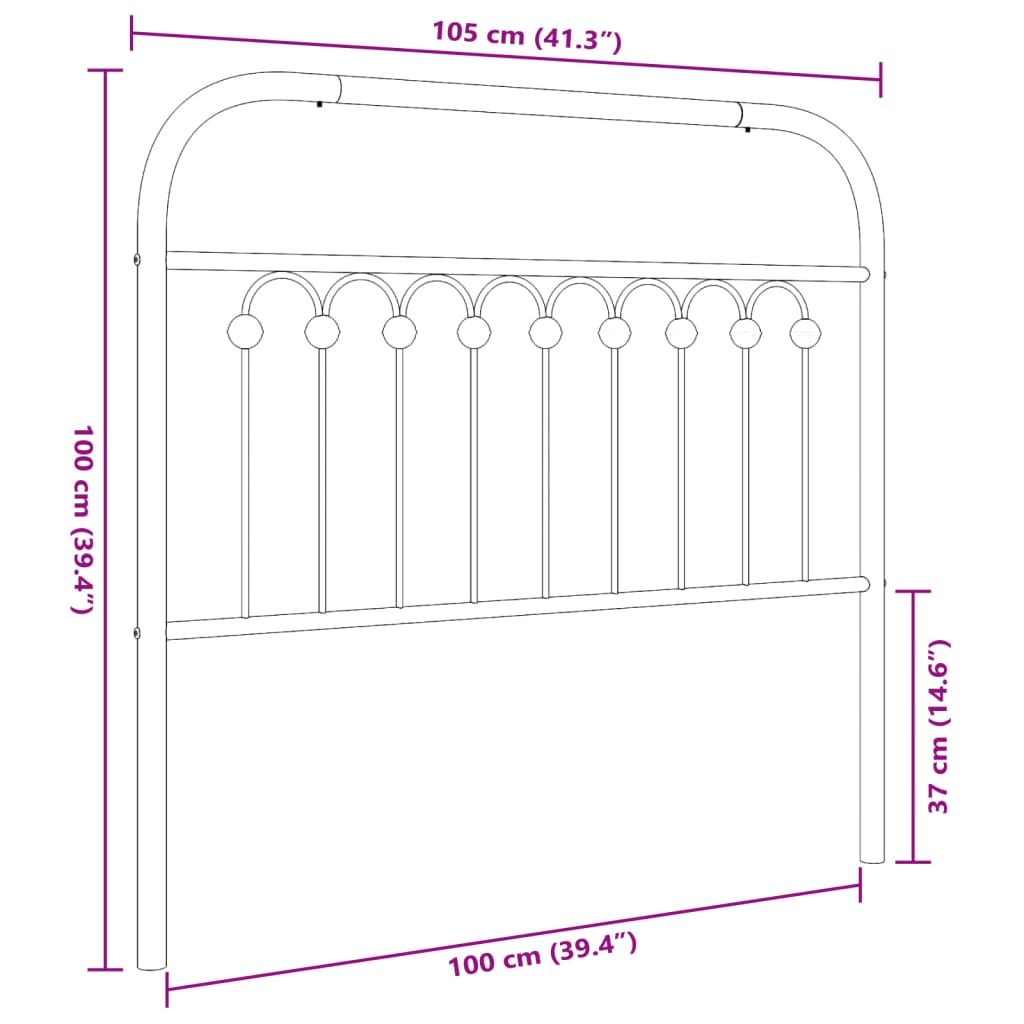 vidaXL Metal Headboard White 100 cm