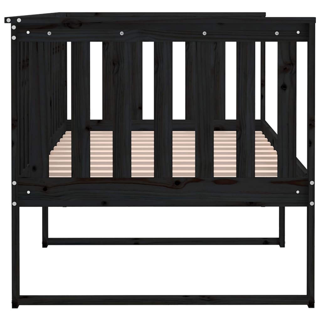 vidaXL Day Bed without Mattress Black 90x190 cm Single Solid Wood Pine