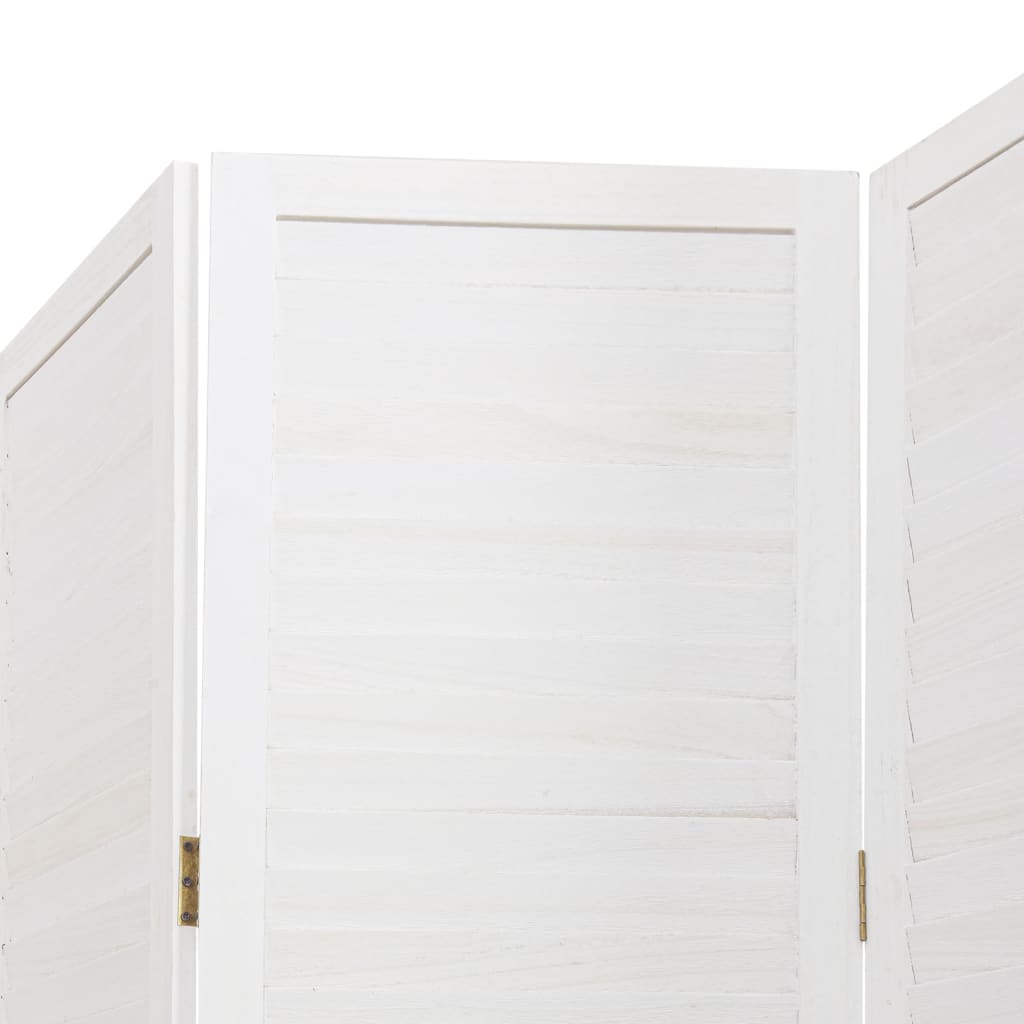 vidaXL Room Divider 5 Panels White Solid Wood Paulownia