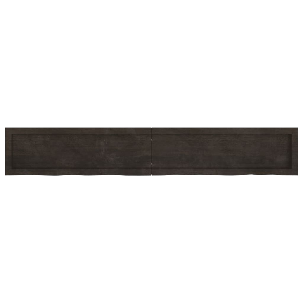 vidaXL Wall Shelf Dark Brown 180x30x(2-4) cm Treated Solid Wood Oak