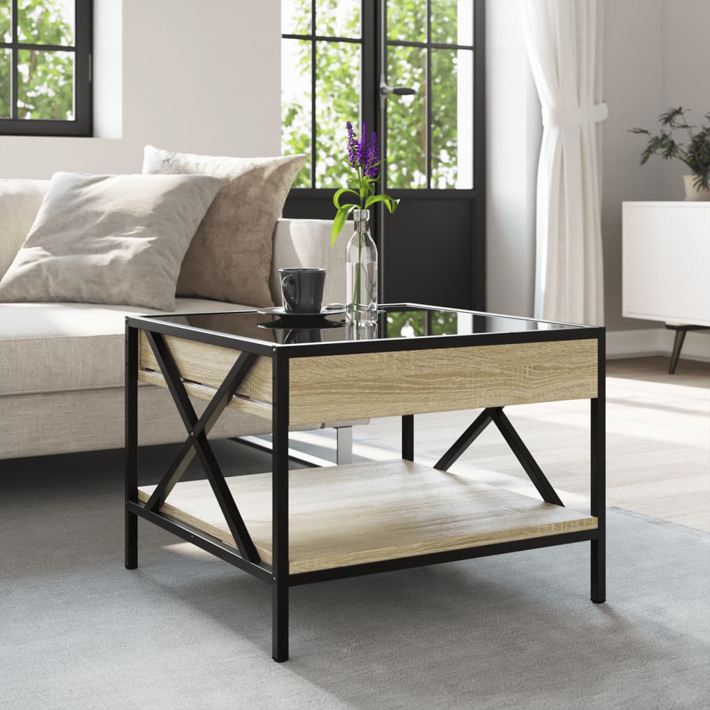 vidaXL Coffee Table with Infinity LED Sonoma Oak 50x50x38 cm