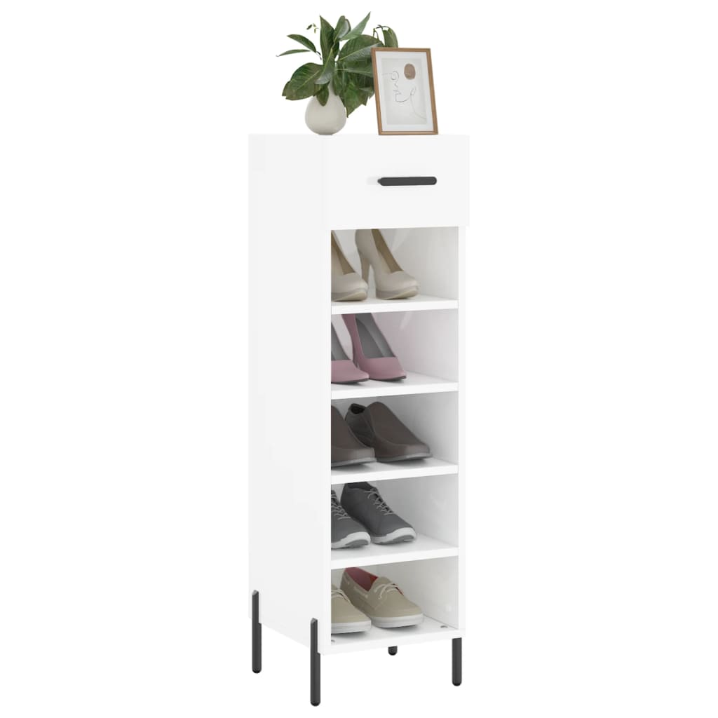 vidaXL Shoe Cabinet High Gloss White 30x35x105 cm Engineered Wood