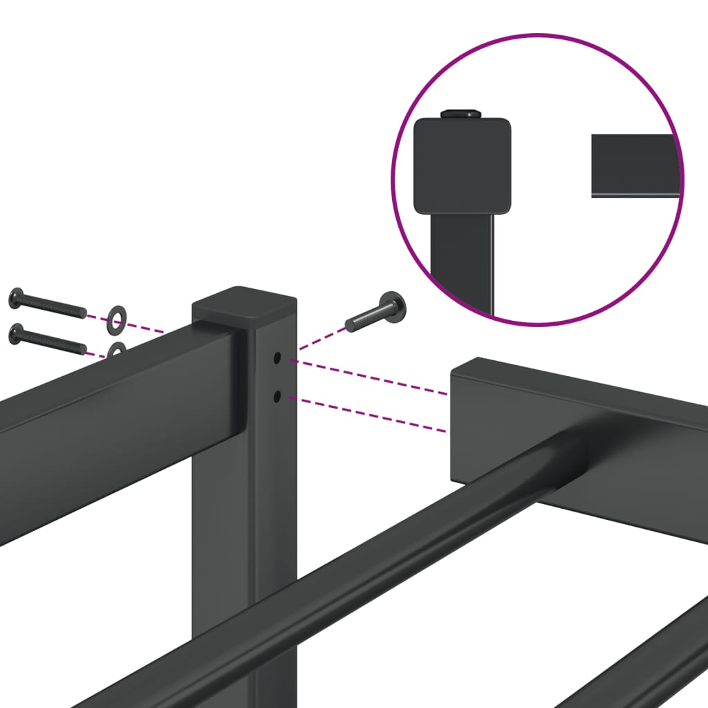 vidaXL Metal Bed Frame without Mattress Black 183x213 cm