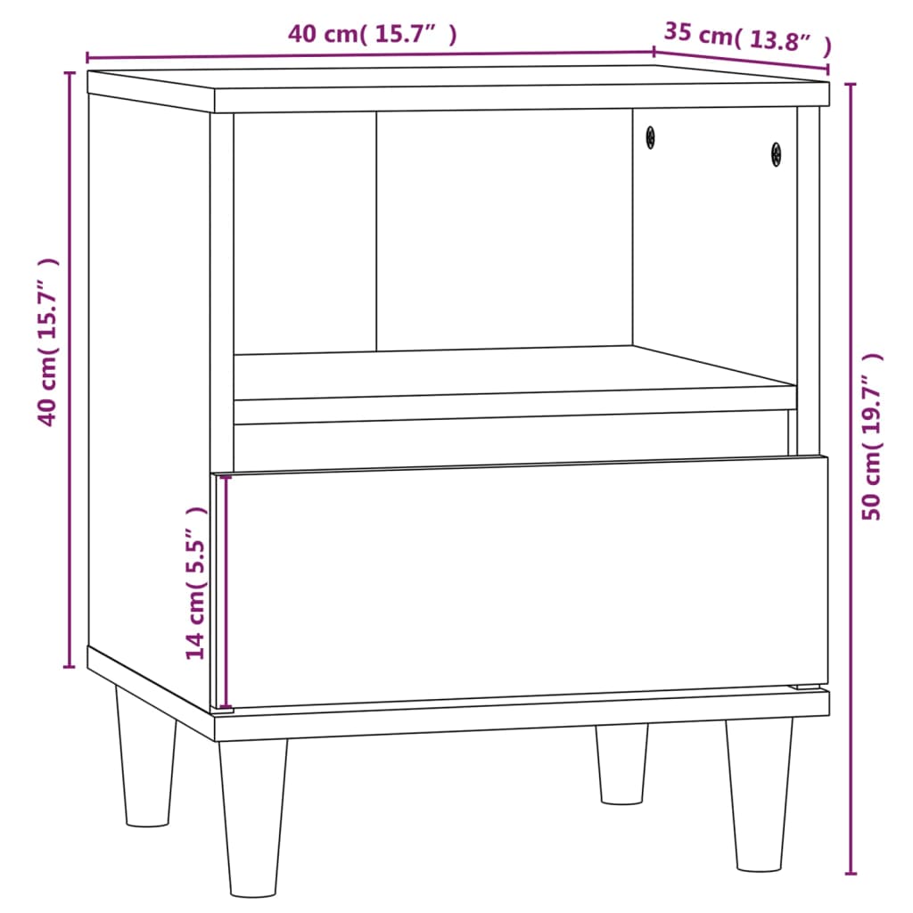 vidaXL Bedside Cabinet Brown Oak 40x35x50 cm