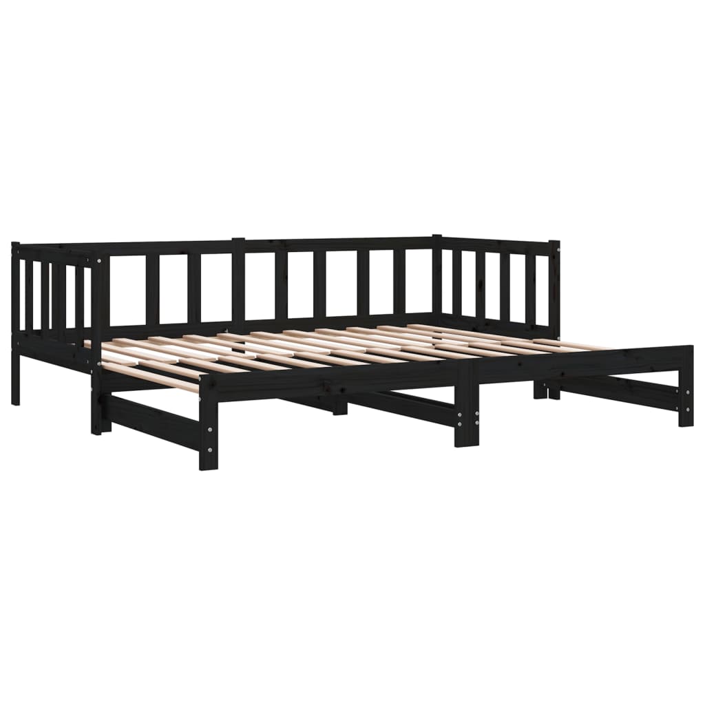 vidaXL Pull-out Day Bed without Mattress Black 2x(80x200) cm