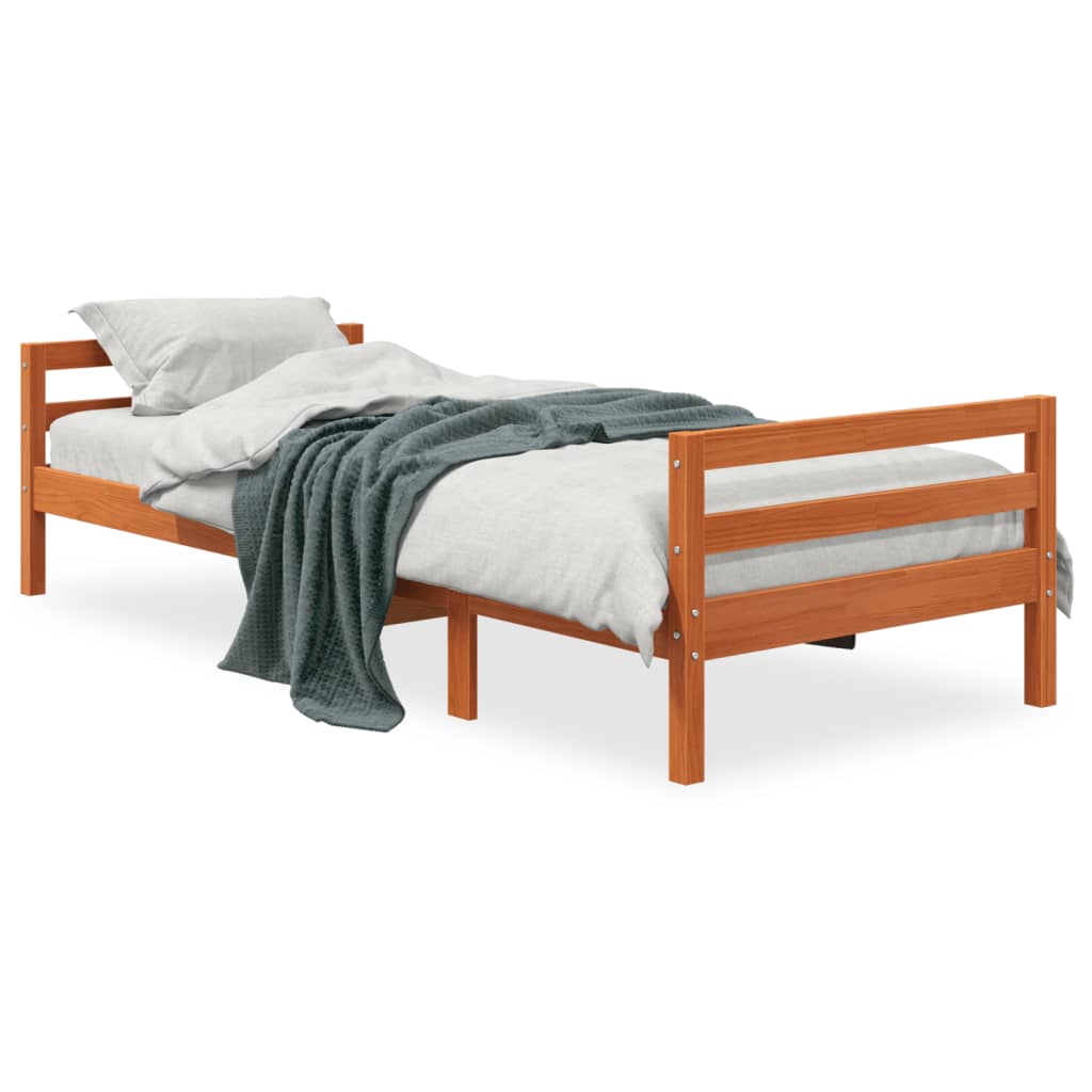 vidaXL Bed Frame without Mattress Wax Brown 80x200 cm Solid Wood Pine