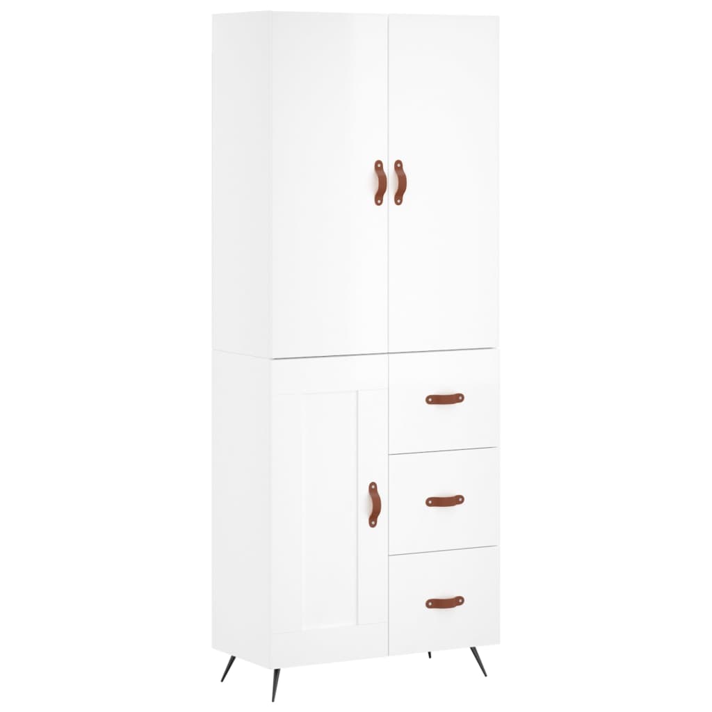 vidaXL Highboard High Gloss White 69.5x34x180 cm Engineered Wood