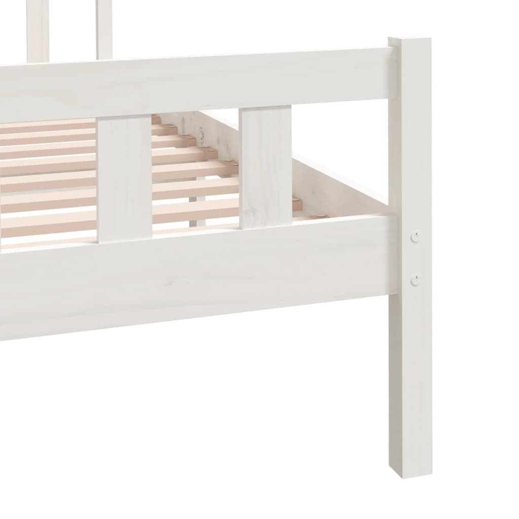 vidaXL Bed Frame without Mattress White Solid Wood Double