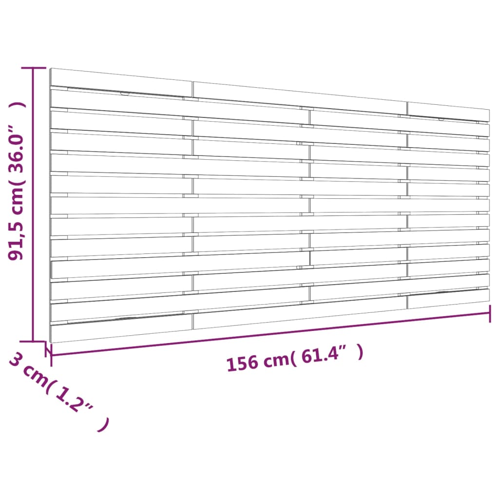 vidaXL Wall Headboard Honey Brown 156x3x91.5 cm Solid Wood Pine