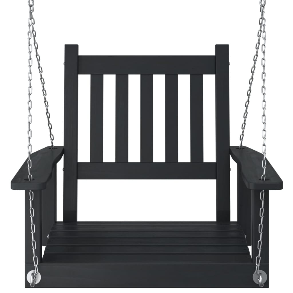 vidaXL Garden Swing Chair with Metal Chains Black Solid Wood Fir