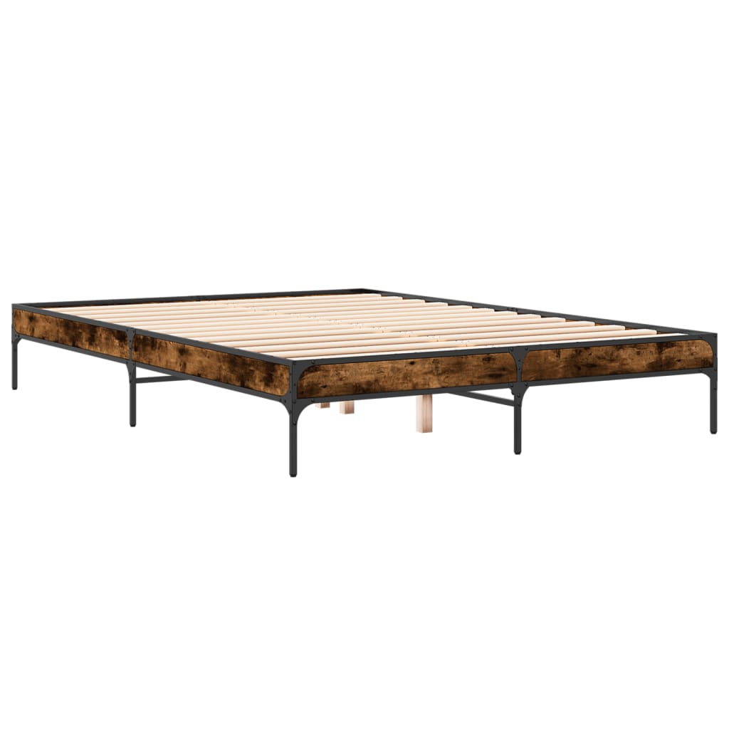 vidaXL Bed Frame without Mattress Smoked Oak 150x200 cm King Size