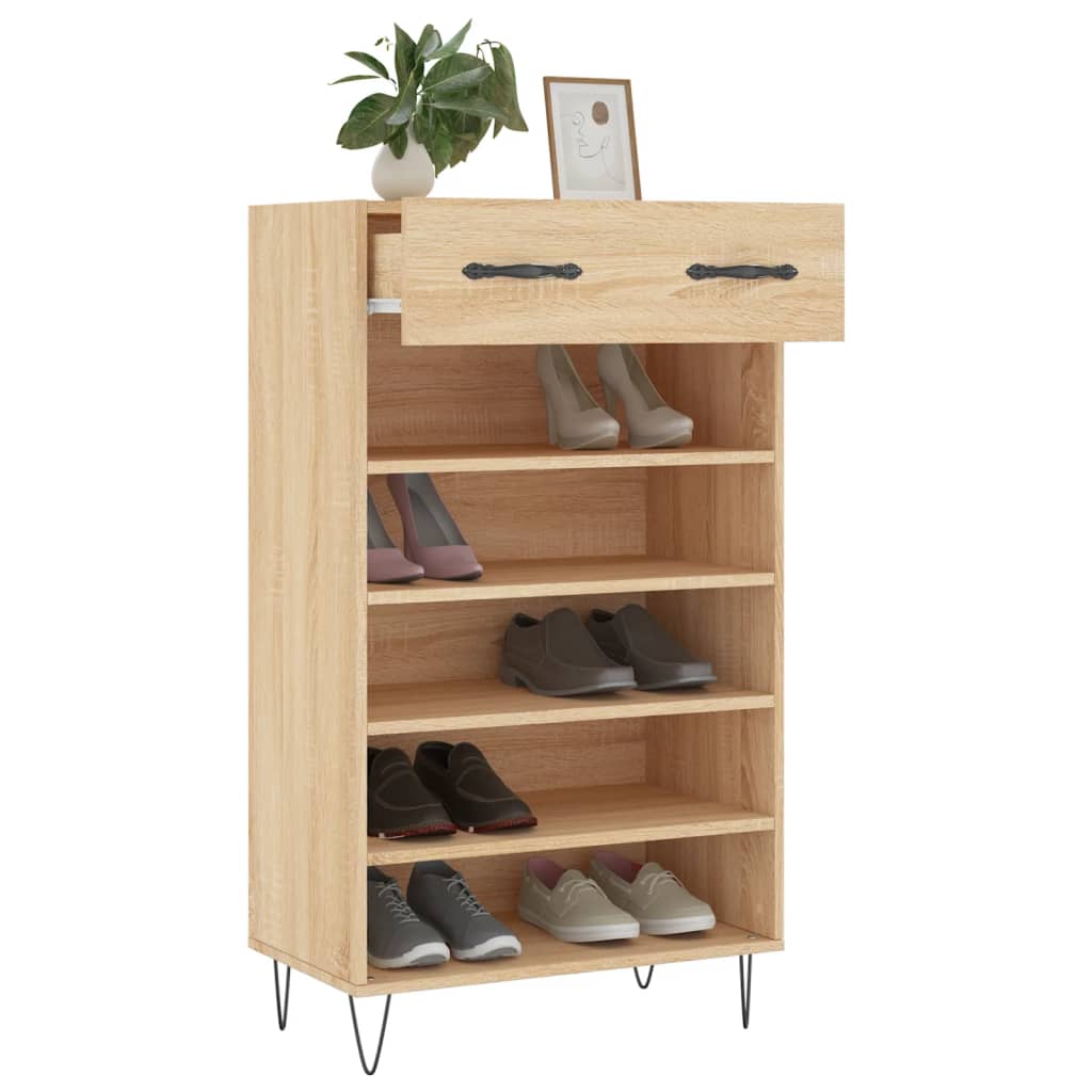 vidaXL Shoe Cabinet Sonoma Oak 60x35x105 cm Engineered Wood