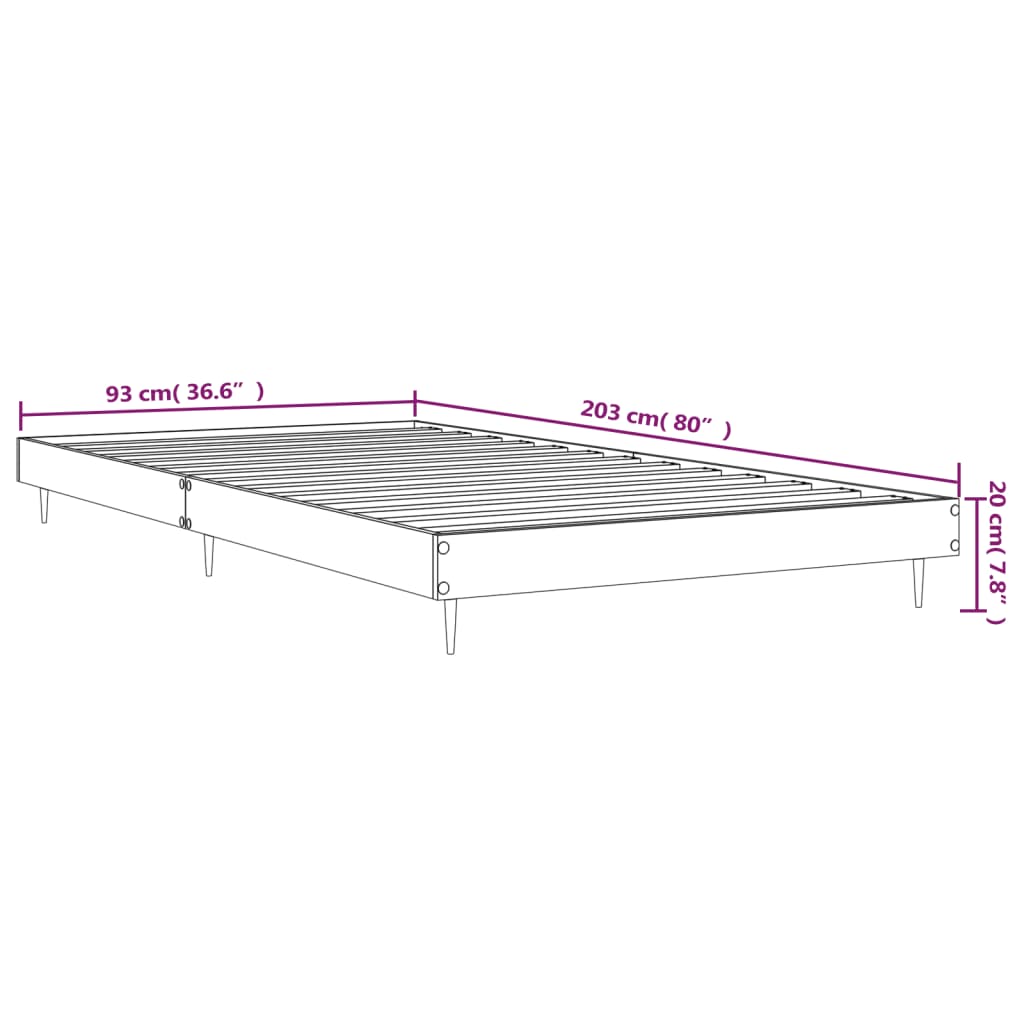 vidaXL Bed Frame without Mattress High Gloss White 90x200 cm