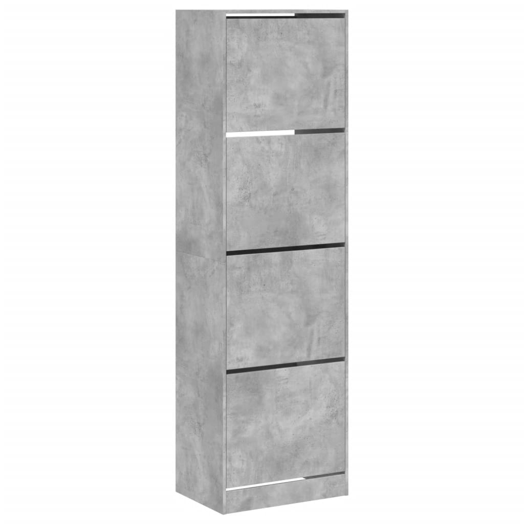 vidaXL Shoe Cabinet with 4 Flip-Drawers Concrete Grey 60x42x204 cm