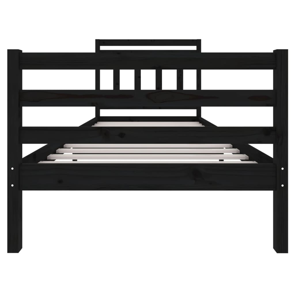 vidaXL Bed Frame without Mattress Black Solid Wood 90x200 cm