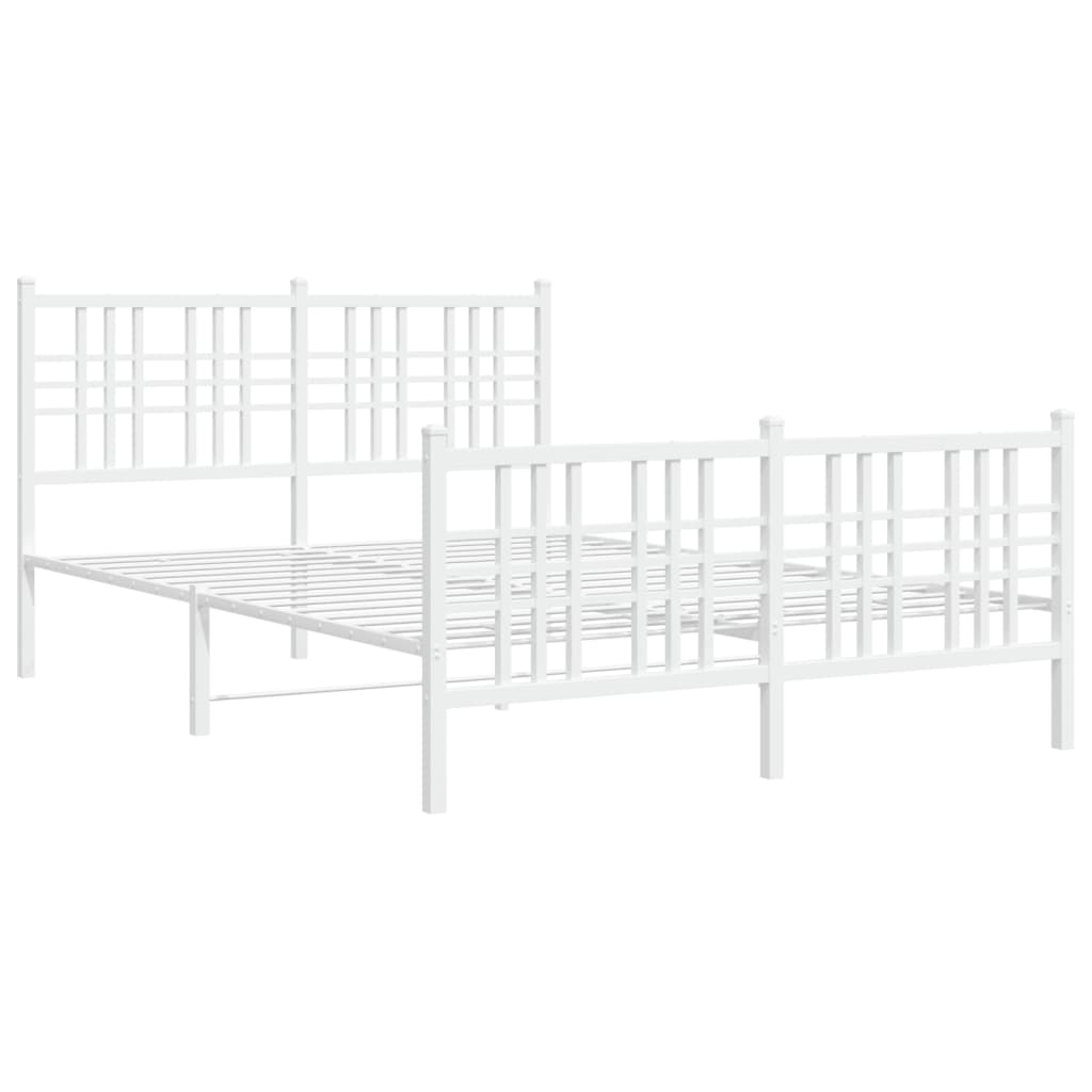 vidaXL Metal Bed Frame without Mattress with Footboard White 120x200 cm