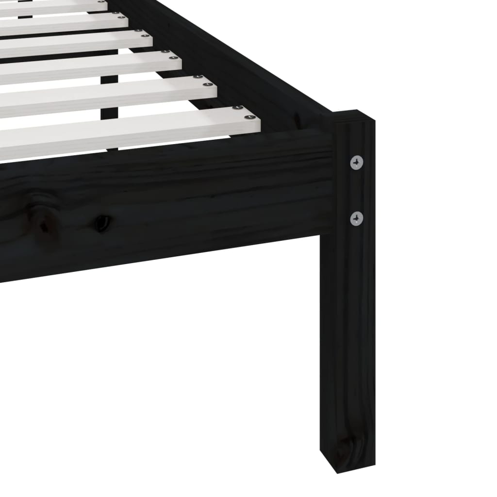 vidaXL Bed Frame without Mattress Black Solid Wood Pine 140x200 cm