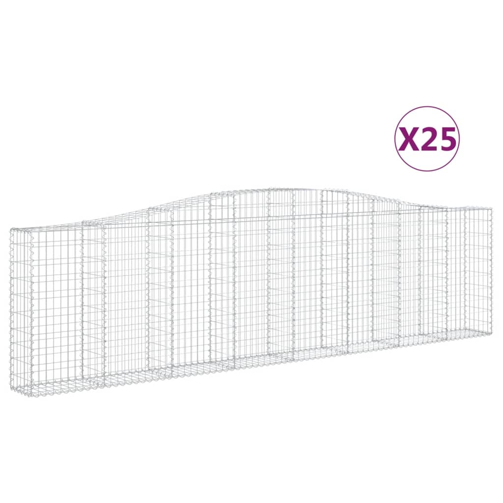 vidaXL Arched Gabion Baskets 25 pcs 400x30x100/120 cm Galvanised Iron