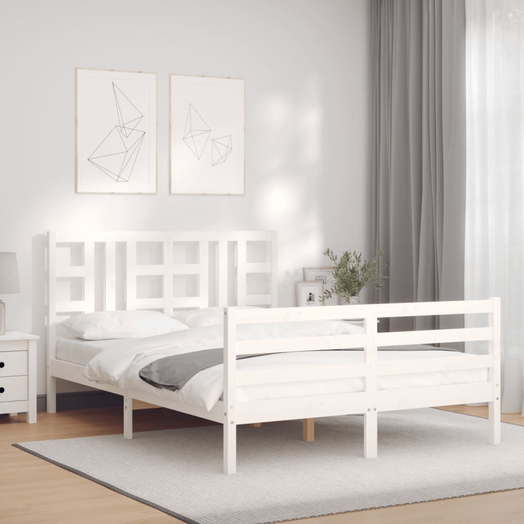 vidaXL Bed Frame without Mattress White 140x200 cm Solid Wood