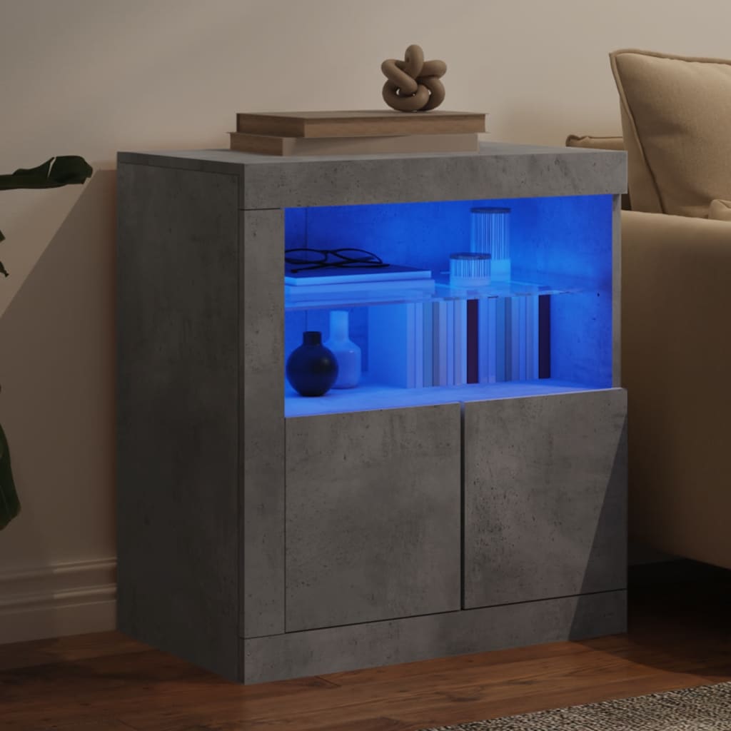 vidaXL Sideboard with LED Lights Concrete Grey 60.5x37x67 cm