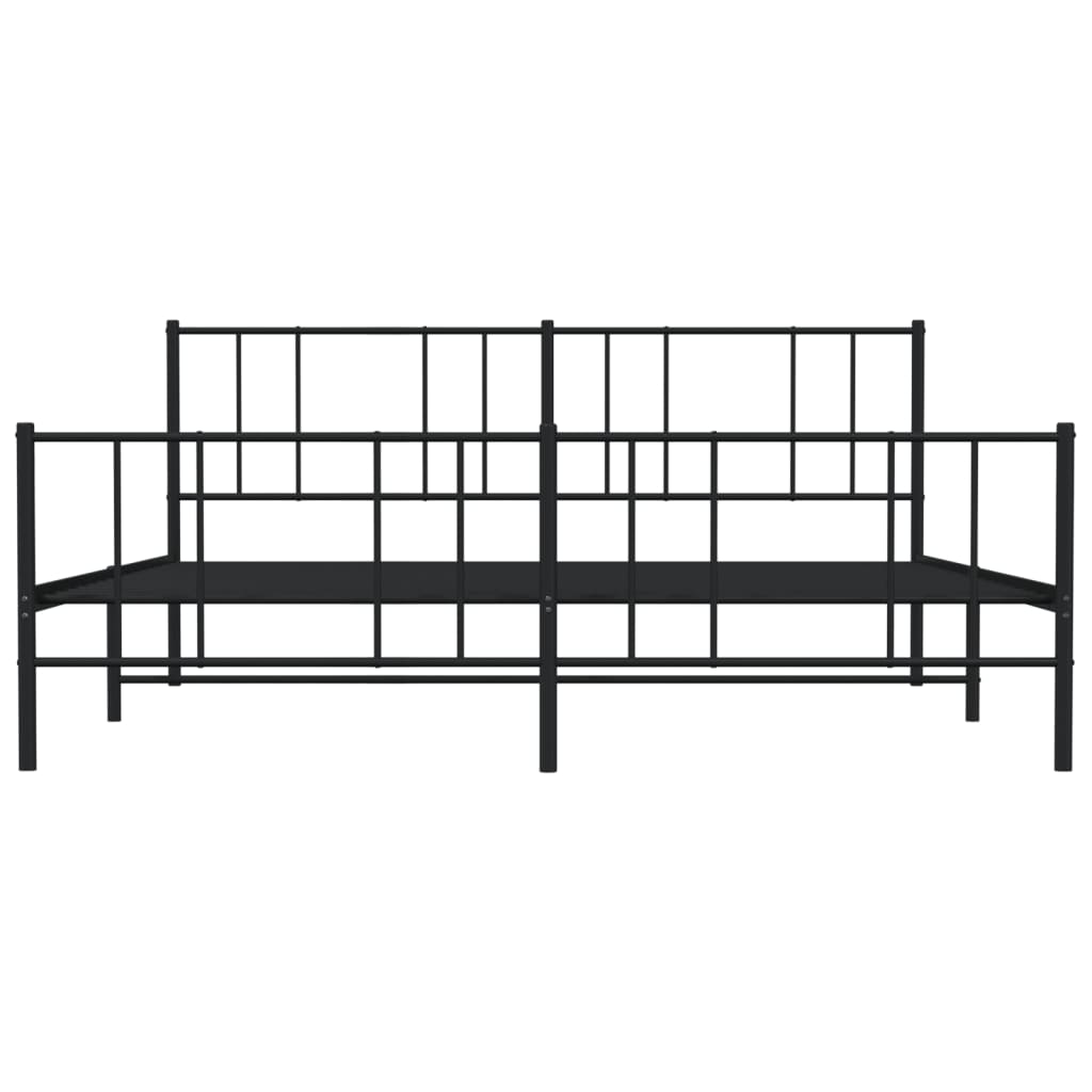 vidaXL Metal Bed Frame without Mattress with Footboard Black 200x200 cm