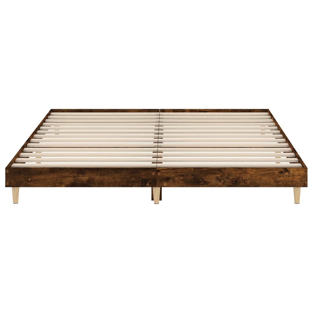 vidaXL Bed Frame Smoked Oak 200x200 cm Engineered Wood