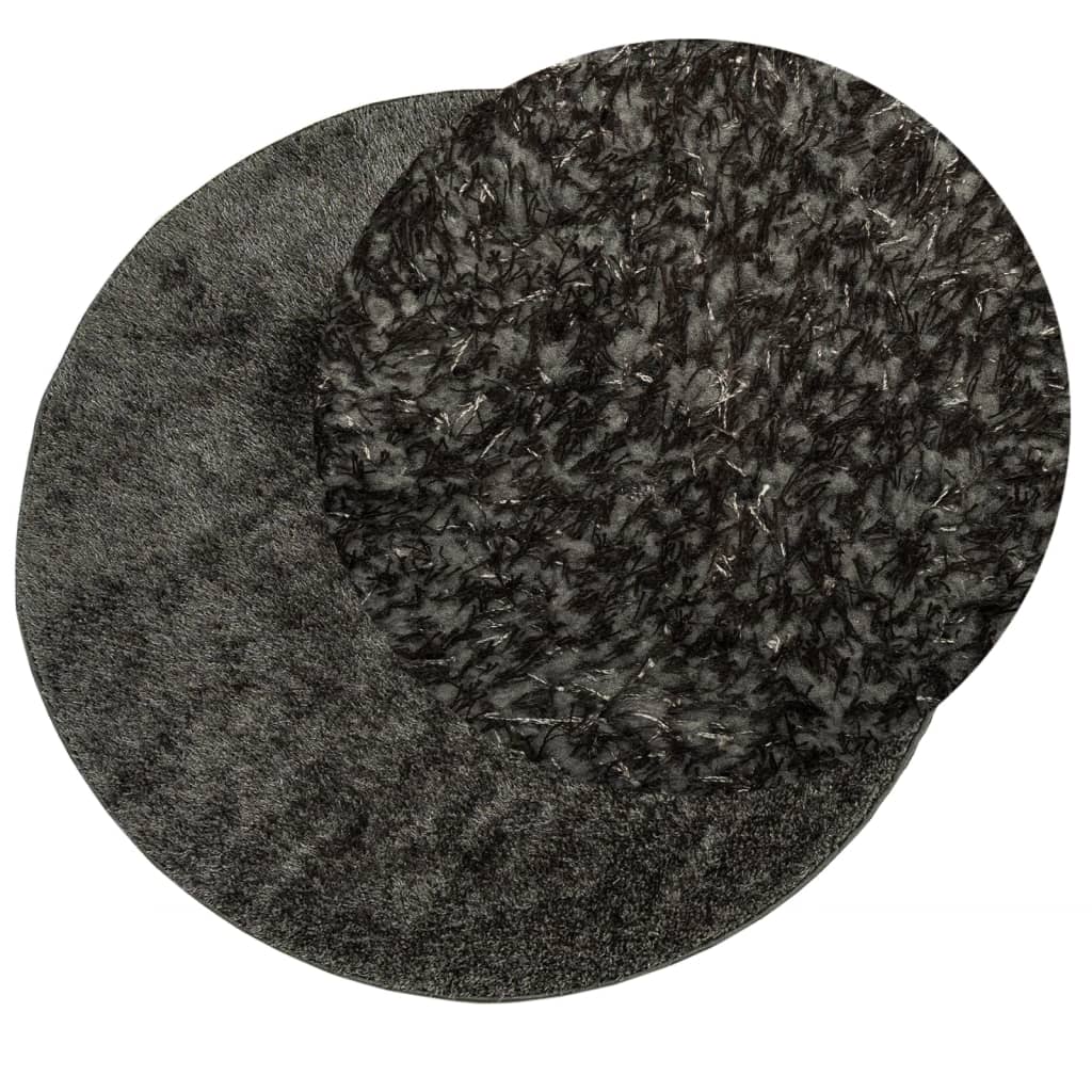 vidaXL Rug ISTAN High Pile Shiny Look Anthracite Ø 100 cm