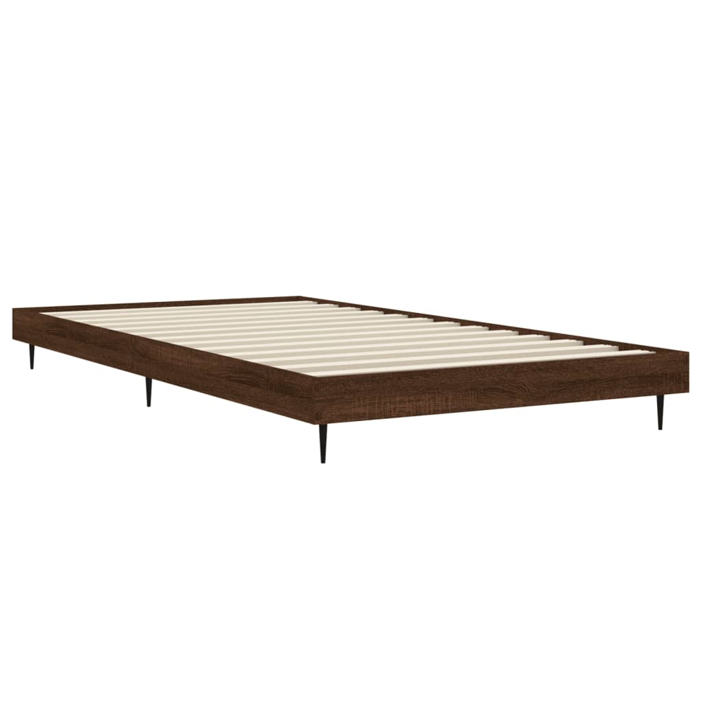 vidaXL Bed Frame without Mattress Brown Oak 90x190 cm Single Engineered Wood