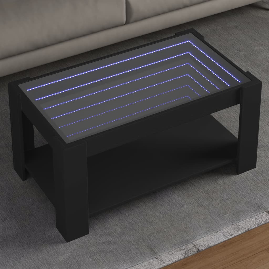 vidaXL Coffee Table with LED Black 93x53x45 cm Engineered Wood