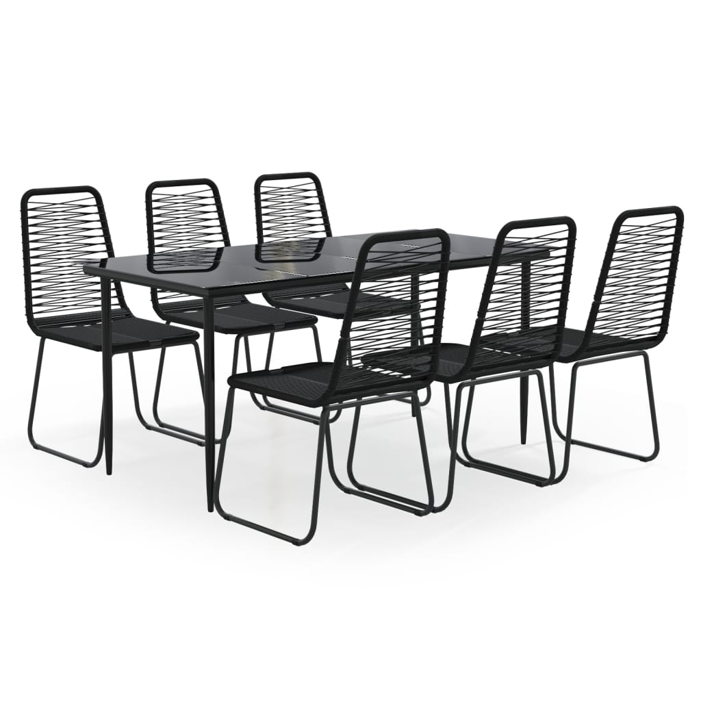 vidaXL 7 Piece Garden Dining Set Black