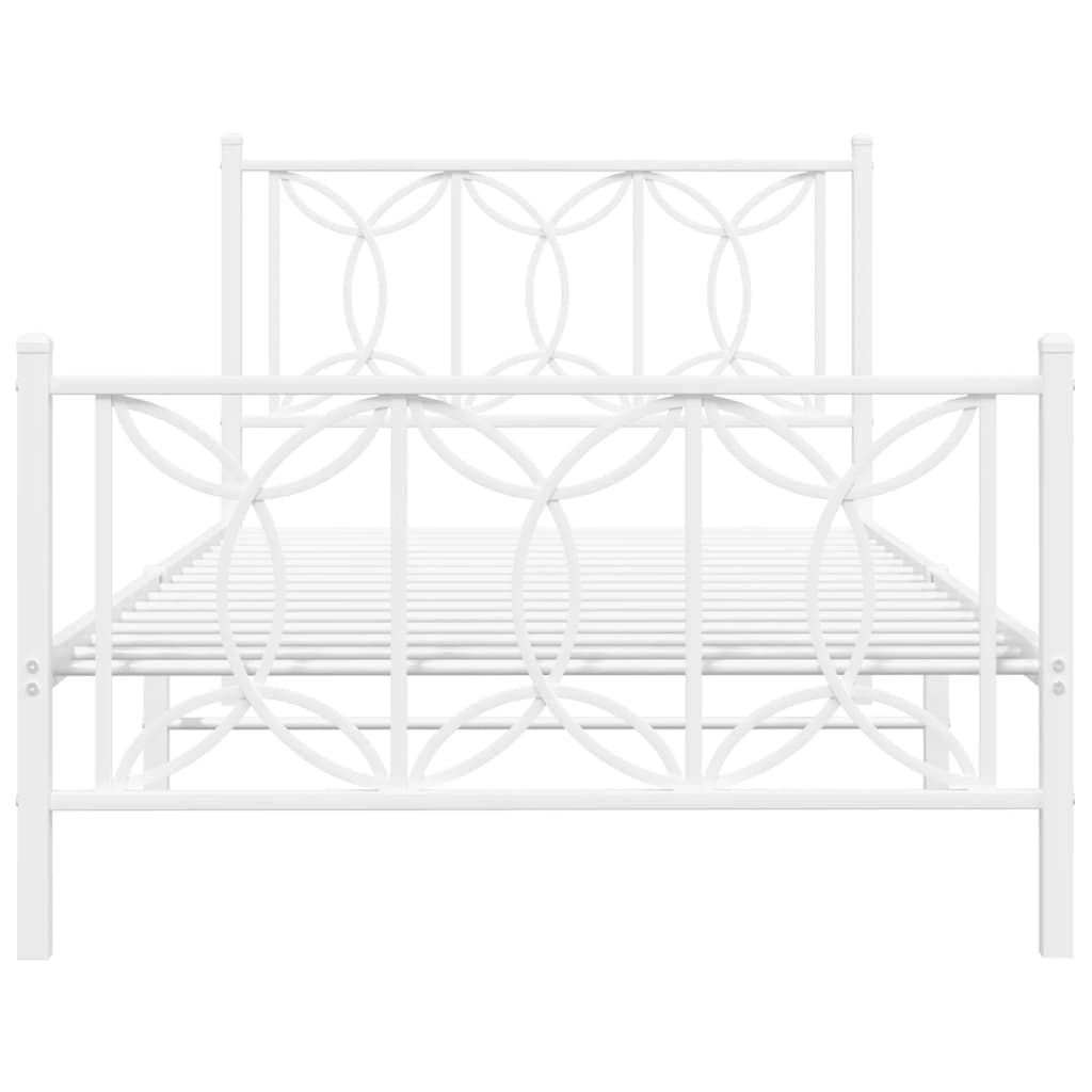 vidaXL Metal Bed Frame without Mattress with Footboard White 100x200 cm