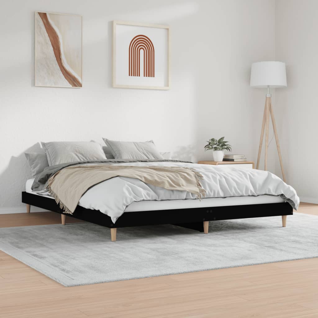 vidaXL Bed Frame without Mattress Black 200x200 cm Engineered Wood